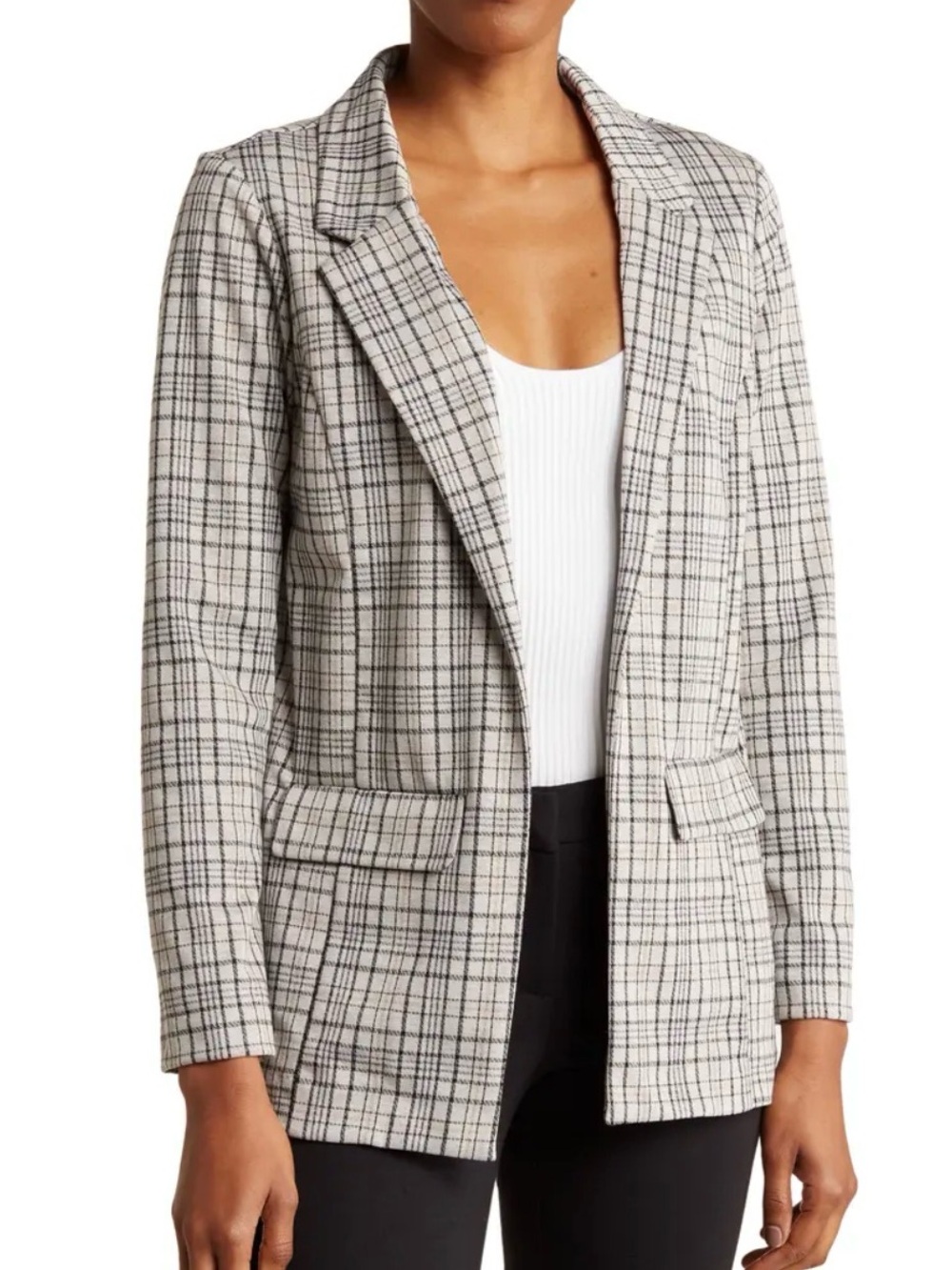 Liverpool Plaid Open Front Blazer